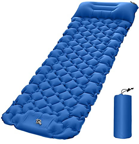 lyrlody Leichte Campingmatte, Outdoor-Campingmatte, Tragbare Luftmatratze mit Luftkissen, wasserdichte -Isomatte für Outdoor-Aktivitäten (Blue)