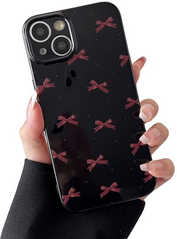 ZTOFERA Case for iPhone 13, Cute Cool Ribbon Bowknot Pattern Soft Silicone Case, Slim Lightweight Shockproof Protective Bumper Cover for iPhone 13 6.1 - Black