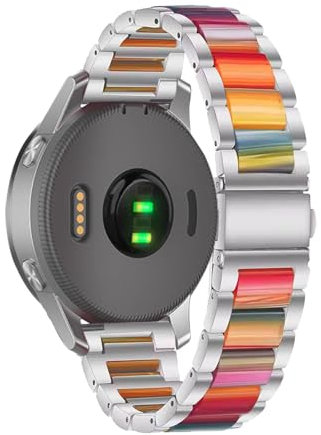 Bracelet en Acier Inoxydable en Résine pour Garmin Venu 2S/3S Bracelet, avec Métal Fermoir Réglable Bande de Rechange pour Femme Homme Compatible avec Garmin Venu 2S/3S Sangle (Acier inoxydable,2)