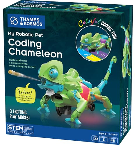 Thames & Kosmos My Robotic Pet: Coding Chameleon STEM Building & Experiment Kit | Color-Sensing Coding Robot for Boys & Girls Ages 8+, Screen-Free Educational Fun, Robotic Reptile with 3 Play Modes