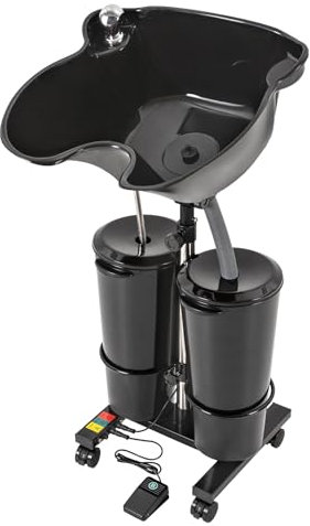 MINRS Mobiles Waschbecken Friseur, Haarwaschbecken für Bettlägerige Höhenverstellbar Friseur Waschbecken mit Wassertank und Brause für Schönheitssalons, Spas, Krankenhäuser, Friseurläden