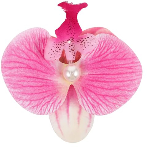 Healeved Zarte Haarspange mit Schmetterlingsorchidee Haarschmuck mit Blumen Seitlicher Clip für Damen Kunststoff Metall für Strand und Hochzeit