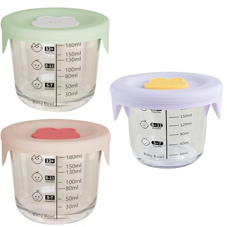 zwxqe Baby Food Container, 230ml Glass Jar, Leakproof Lid Design, Microwave Safe, Temperature for -20 to 400°c Measurement Scale, Ideal for Dining, Packing, Feeding, Baby Meals