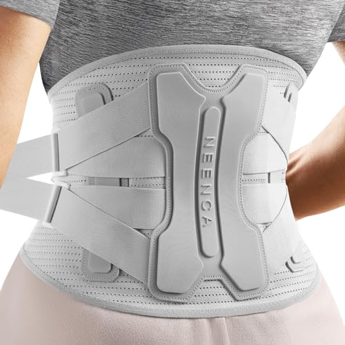 NEENCA Back Brace for Lower Back Pain Relief with Bionic Support System, Lumbar Support Belt for Women&Men with Lumbar Pad, Soft Breathable 3D Knit Fabric for Herniated Disc, Sciatica (Gray, XL)