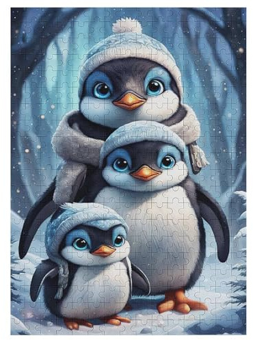 Süßer Pinguin 300 Teile Puzzles Für Erwachsene,Holzpuzzle - Verringerter Druck Schwieriges Unmögliche Puzzle Für 12+ Kinder 42×30cm