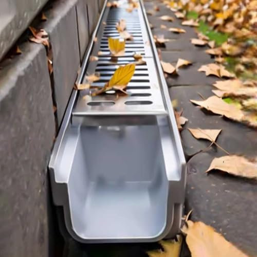 Abflussabdeckungen Outdoor Hole, Rost aus Edelstahl und Kanalabdeckungen aus Harz for den Abfluss von Gärten, Garagen und Terrassen, mehrere Höhen, B10 cm, abnehmbarer Rost, leicht zu schneiden und zu