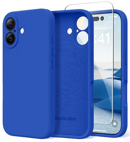 SuydanBox Magnetische Hülle für iPhone 17, kompatibel mit MagSafe, [vollständiger Kameraschutz] [Displayschutz] Stoßfeste Silikon-Schutzhülle für iPhone 17 6,3 Zoll, Klein Blau