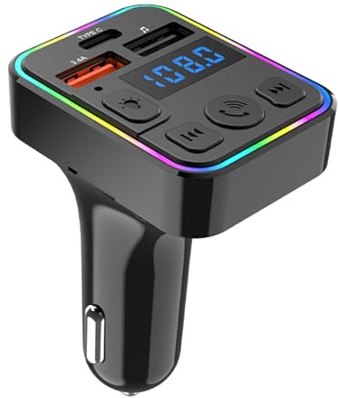 Opdestn Auto Musik Adapter - Kabelloser FM Transmitter | Doppel-USB Wireless Multigerät Mit Typ-C Anschluss Freisprechen