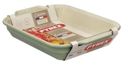 PYREX Creation Rectangular Ceramic Oven Dish, 37 x 28 cm, Sage Green