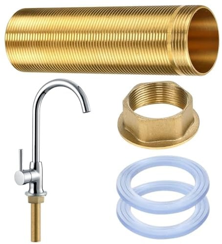 lrgnixs Wasserhahn Verlängerung Kit M30 10cm mit Kontermutter und Gewinderohr für Armaturen Montage aus Messing