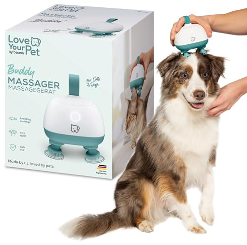 Beurer Love Your Pet Massagegerät 'Buddy' für Hunde und Katzen, sehr leise | Entspannende Kopfmassage und Körpermassage für Haustiere, Anti-Stress-Massage, Silikon-Massageaufsätze, mit Akku