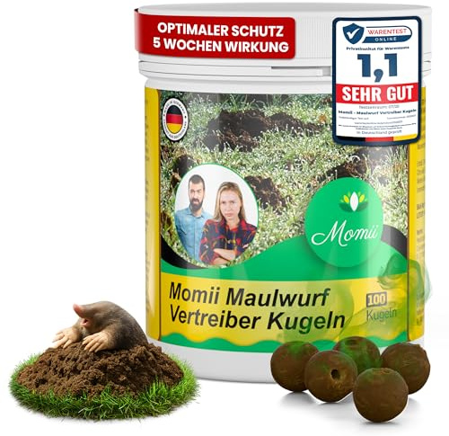 Momii Maulwurf Vertreiber-Kugeln mit Sofort- und Langzeitwirkung effektives Mittel gegen Maulwürfe (1er Pack.)