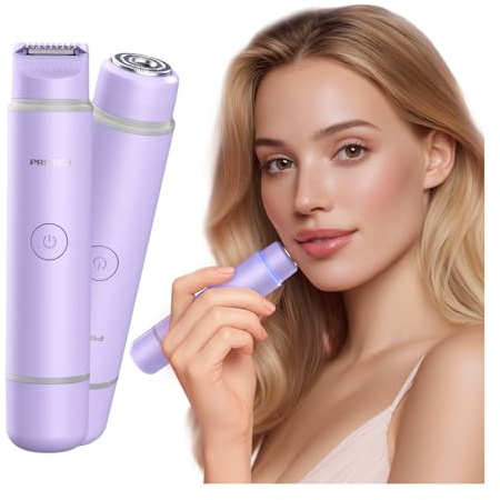 2-in-1 Doppelkopf Rasierer Damen Gesichtshaarentferner für Frauen Mini-Haarentferner Nass und Trocken, Tragbare Rasierer für Haar, Gesicht, Augenbrauen, Schnurrbart, Bart, Arm, Bein (Lila)