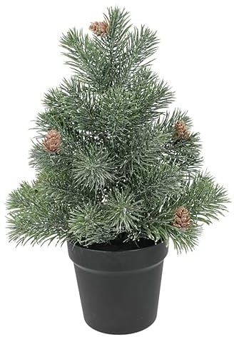 Künstlicher Mini-Tannenbaum mit Zapfen im Topf 38cm Deko Kleiner Christbaum Weihnachtsbaum Kunst Kunsttanne Kunstbaum Dekobaum Koniferen X'Mas Kleiner Weihnachtsdeko Adventsdeko Kunstpflanze Tanne
