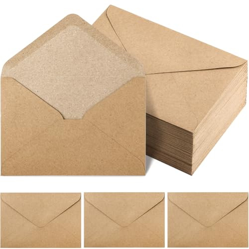 100 Stück Kraftpapier Umschläge 130 g/m² Briefumschläge Ohne Fenster Vintage Kuvert Briefkuvert Briefhülle für Grußkarten Einladungen Geburtstagskarten Nassklebung Spitzklappe (DIN C6 | 11,4 x 16,2 cm