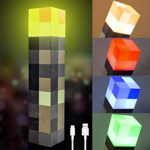 YeahBoom 1 Stück Wall Fackel Nachtlicht,Lampe Fackel Wandlampe | Craft Fackel Lampe mit 4 Farbe,USB Wiederaufladbar Nachtlampe Kinder,3D Nachttischlampe für Cosplay Spielzeug Geschenke
