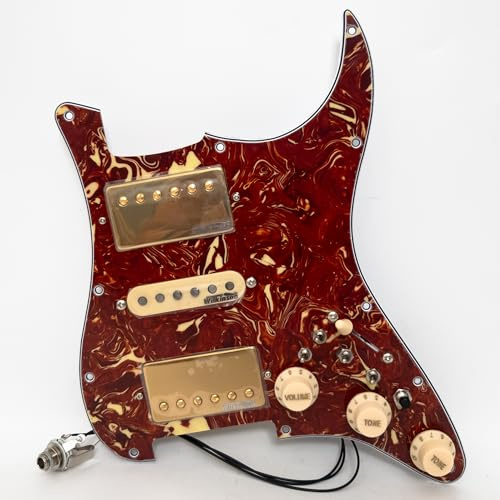 Vorverdrahtetes Schlagbrett HSH mit Spulenspaltung, Alnico 5 Humbucker-Tonabnehmer, 500 K Töpfe und orangefarbene Kappen, für Fender ST Style E-Gitarre