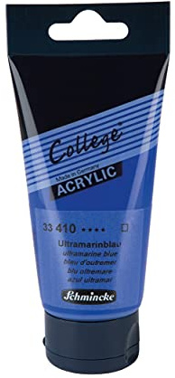 Schmincke - College Acrylic, Ultramarinblau in 75 ml-Tube, 33410013, Acrylfarbe mit Künstler-Pigmenten in hoher Konzentration, deckend und lasierend, lichtecht, seidenmatt