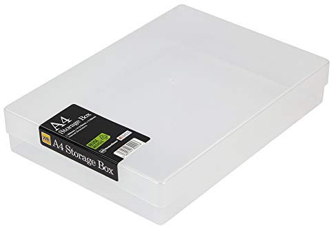 WestonBoxes A4 Transparent Plastic Craft Storage Boxes with Lids for Art Supplies, Paper and Card - 3.6 Litre Volume (Clear/Transparent, Pack of 1)