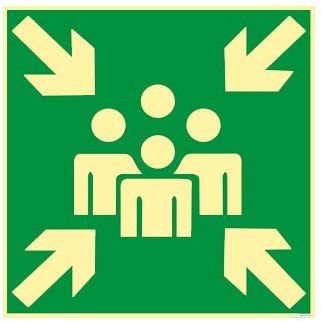 Rettungszeichen - Rettungsschild - Sammelstelle - Sammelplatz - Sammelpunkt Alu nachleuchtend 400 x 400 mm