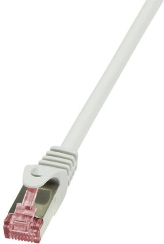 LogiLink CQ2042S RJ45 Netzwerkkabel, Patchkabel CAT 6 S/FTP 1.50m Grau Flammwidrig, mit Rastnasensch, 3 Stück