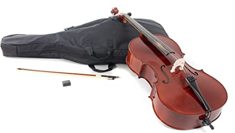 PURE GEWA Cellogarnitur HW Hartholzgarnitur - Cello 1/2, Set spielfertig, inkl. Cellotasche, Bogen, Kolofon, Feinstimmsaitenhalter, Stachel