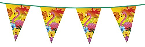 Alsino Hawaii Hibiskus Flamingo Party 52502 Girlande Wimpelkette Blumen Wimpelgirlande