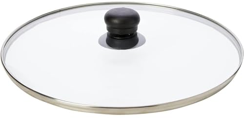 Ibili 970736 Couvercle en Verre 36 cm, Transparent/Argent/Noir