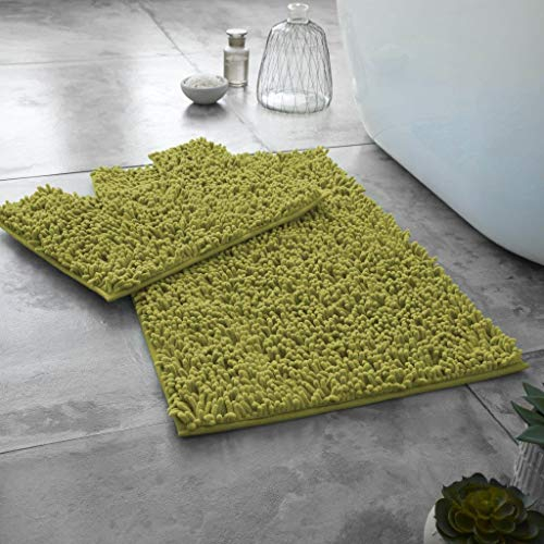 Tony's Textiles Badgarnitur im Schlingen-Design - weiche Badematten aus 100% Schwerer Baumwolle - 2-teilig - Limettengrün