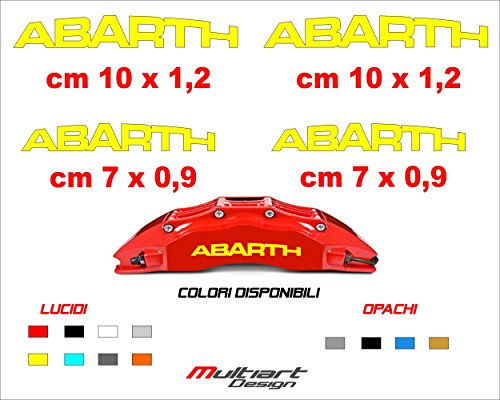 Multiart Design Kit 4 Adesivi Abarth Sticker per PINZE Freno (Giallo)