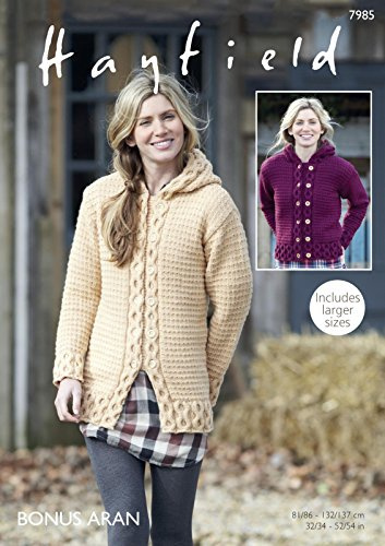 Sirdar 7985 Knitting Pattern Womens Hooded Jackets in Hayfield Bonus Aran