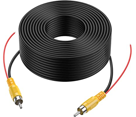 20M Cinch RCA Phono Verlängerung Kable für Auto Einparkhilfe Rückfahrkamera LKW Monitor Kamera CCTV 65FT Anschlusskabel mit Rot Erfassungsdraht Trigger