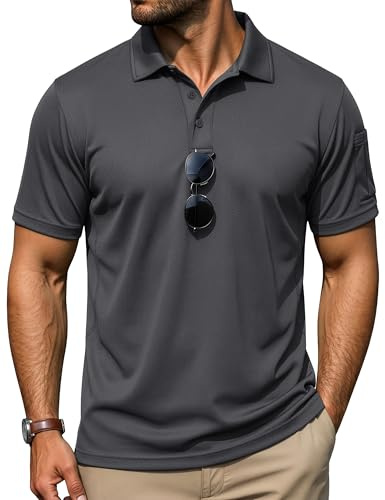 TACVASEN Poloshirt Herren Kurzarm Golf Polo Shirts Funktionsshirt Sommer Polohemd Atmungsaktive Sport Tshirts
