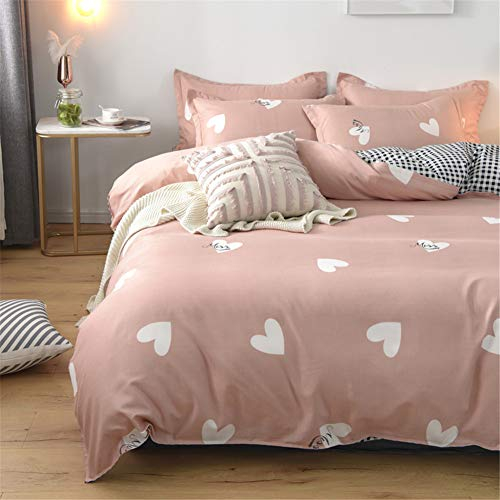 Odot Set Copripiumino, Stampato Lenzuolo Piatto 4 Pezzi Set di Biancheria da Letto Poliestere e Federa Set di Biancheria da Letto Morbida e Traspirante (200x230cm,Amore)