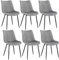 WOLTU Esszimmerstühle 6er Set, Küchenstühle, Wohnzimmerstühle, Polsterstühle mit Rückenlehne, für Esszimmer, Küche, Wohnzimmer, Büro, Sitzfläche aus Samt, Metallbeine, Hellgrau BH209hgr-6