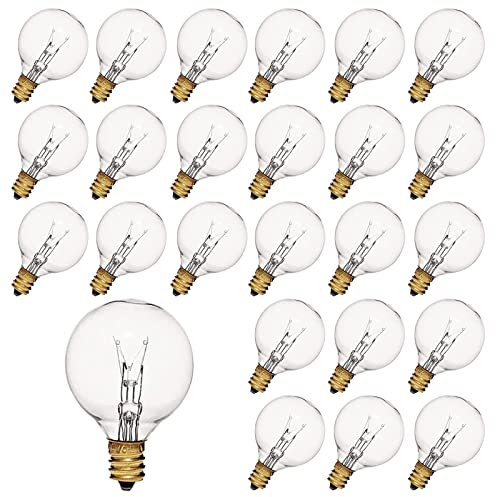 G40 Globe Klar Ersatz Glühbirnen 25 Stück 7W Wolfram Edison Glühbirnen E12 Sockel 2200k Warmweiß für Terrassenbeleuchtung dekoration Hochzeit Balkon Veranda Party Dekoration, 220-240 Spannung