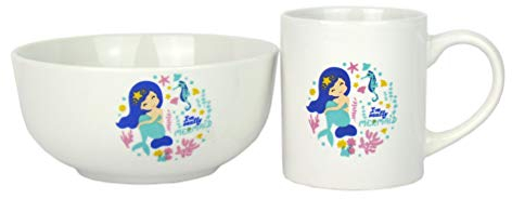 Arte Regal Villa Table - Vajilla infantil (porcelana, 2 piezas), diseño de sirena