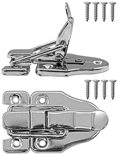 FUXXER 2x Verschlüsse für Truhen, Kisten, Boxen, Bügel-Verschlüsse, 60x40 mm, silber