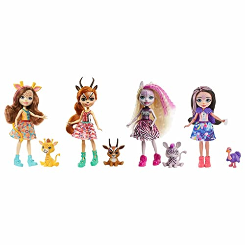 Enchantimals GYN57 - Sonnensavannen Freunde 4er-Packung Puppenset mit Tierfiguren, kleine Puppen mit Kleidung und Accessoires, tolles Spielzeug Geschenk für Kinder ab 3 Jahren
