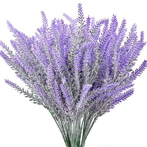 XONOR 12 pezzi artificiali floccati fiori di lavanda finta pianta di lavanda per la decorazione della casa di nozze tavolo da ufficio decorazione del patio del giardino