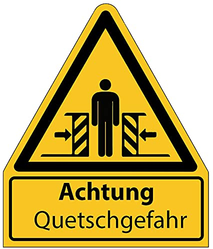 Aufkleber Warnzeichen „Achtung Quetschgefahr Kombi Folie nach ISO 7010 W019 | Größen wählbar Made in Germany, Größe: 105x123 mm