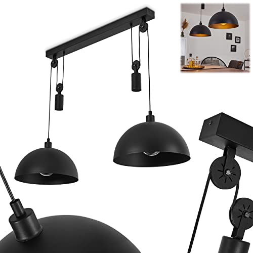 Pendelleuchte Manacales, Hängelampe aus Metall in Schwarz im industrial Design, Hängeleuchte mit verstellbarer Höhe bis max. 188,5 cm, 2-flammig, 2 x E27, ohne Leuchtmittel