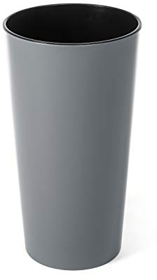HappyFlower | Blumentopf | Pflanzkübel | Glatte Oberfläche | aus Kunststoff | inkl. Einsatz | (ø 14 cm/Höhe 26 cm, Grau)