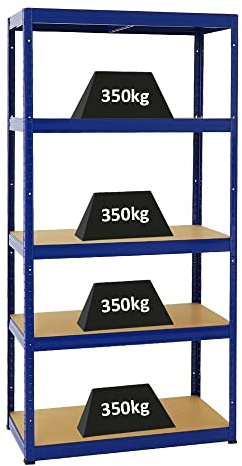 PROREGAL Schwerlastregal Slim Elephant Blau 180x90x45cm Fachlast 350kg Kellerregal, Steckregal, Garagenregal, Lagerregal