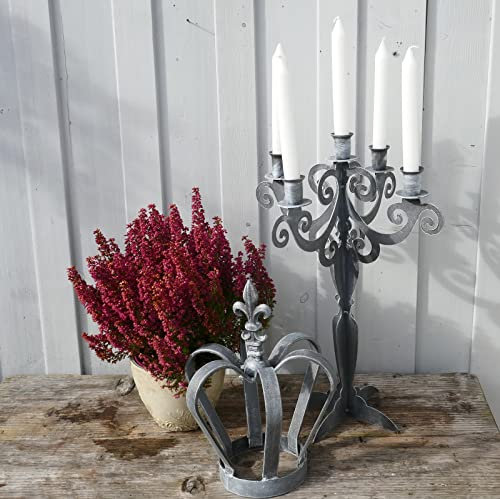 Deko Kerzenleuchter - Kerzenständer für Stabkerzen 5 armig zum Stellen in grau 43,5cm für Innen- und Aussendeko