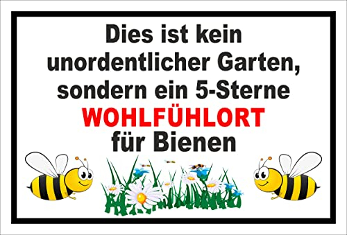 Melis-Folienwerkstatt Schild Bienen-Wiese Bienen-weide Wohlfühl-Ort 30x20cm - Bohrlöcher - 3mm Aluverbund – 20 VAR S00359-237-A