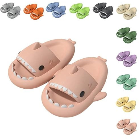 Sfit Pantoufle de Requin, Shark Cloud Slippers, Pantoufles d'Eté Bout Ouvert Chaussons de Bain Maison Piscine Douche Claquettes de Plage Antidérapent Sandales Slides(Rose,38/39EU)