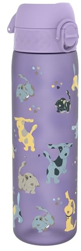 Ion8 Trinkflasche, 500 ml, Auslaufsicher, Einhandöffnung, Sichere Verriegelung, Spülmaschinenfest, BPA-frei, Tragegriff, Klappdeckel, Leicht zu Reinigen, Klimaneutral, Welpe-Design