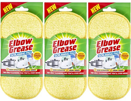 3 x Elbow Grease Scrubbing Pad Non Scratch Dual Sided Removes Tough And Stubborn Stains