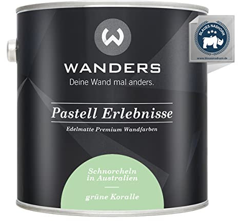 Wanders Pastell Erlebnisse 2,5L - Grüne Koralle/Blasses Grün - Edelmatte Wandfarbe! Küchenmöbellack und Möbelfarbe. Kreidefarbe für Holz & mehr. Hohe Deckkraft, schnell trocknend
